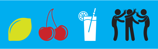 Dos Muchos Icons - Lemon, Cherry, Cocktail, Dancers